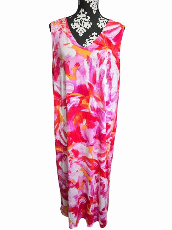 Belle by Kim Gravel Dresses & Skirts - Belle Kim Gravel Pink Orange Floral Sleeveless V-Neck Long Dress Womens 1XP Peti